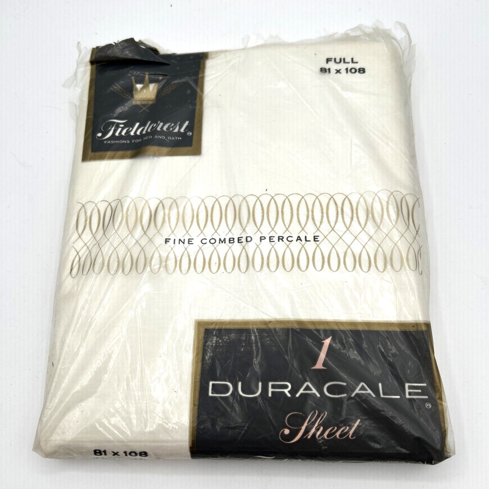 Fieldcrest Duracale Flat Sheet Full Size White Vintage Fine Combed Percale New